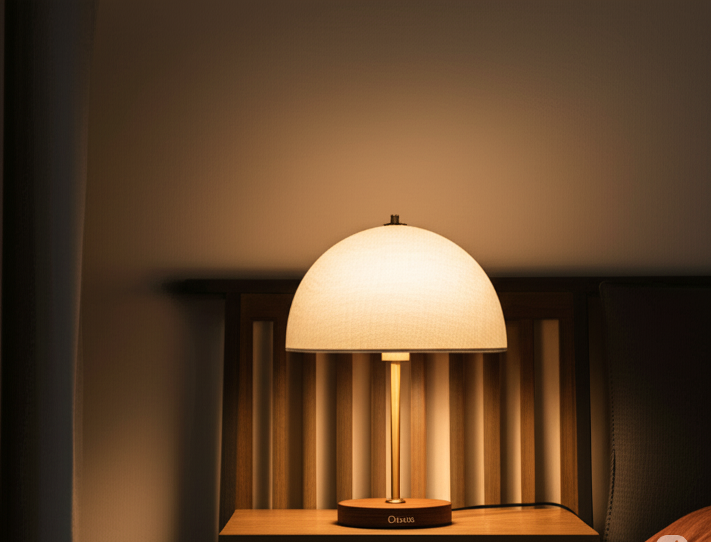 Classic™ Linen Dome Table Lamp – Solid Walnut Base, Hand‑Spun Brass Stem, Dimmable E26 LED