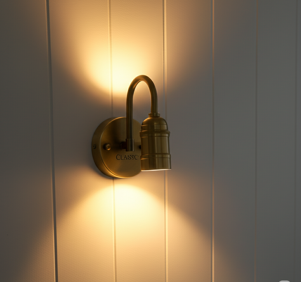 Classic™ Solid Brass Wall Sconce – Hand-Forged Vintage Uplight, E26 Base, Matte Aged Finish