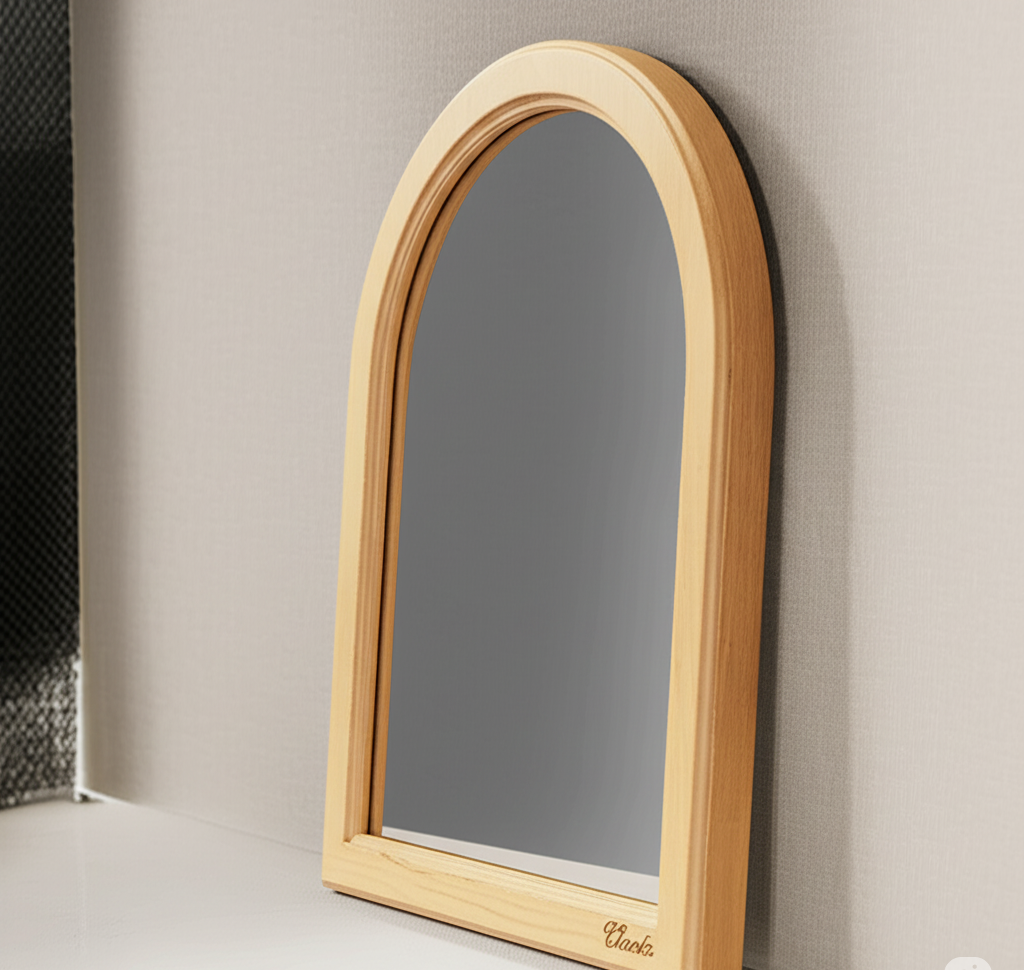 Classic™ Vintage Arched Wall Mirror – Solid Wood Frame, Handcrafted Distressed Finish, 90x60cm