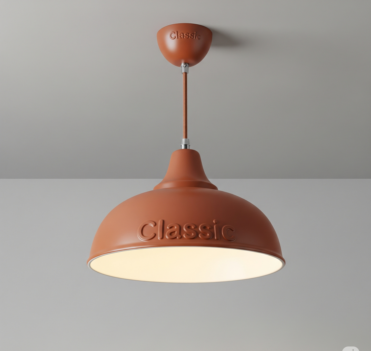 Classic™ Handmade Ceramic Pendant Light – Terracotta Glaze Shade, Fabric Cord, E27 LED Compatible