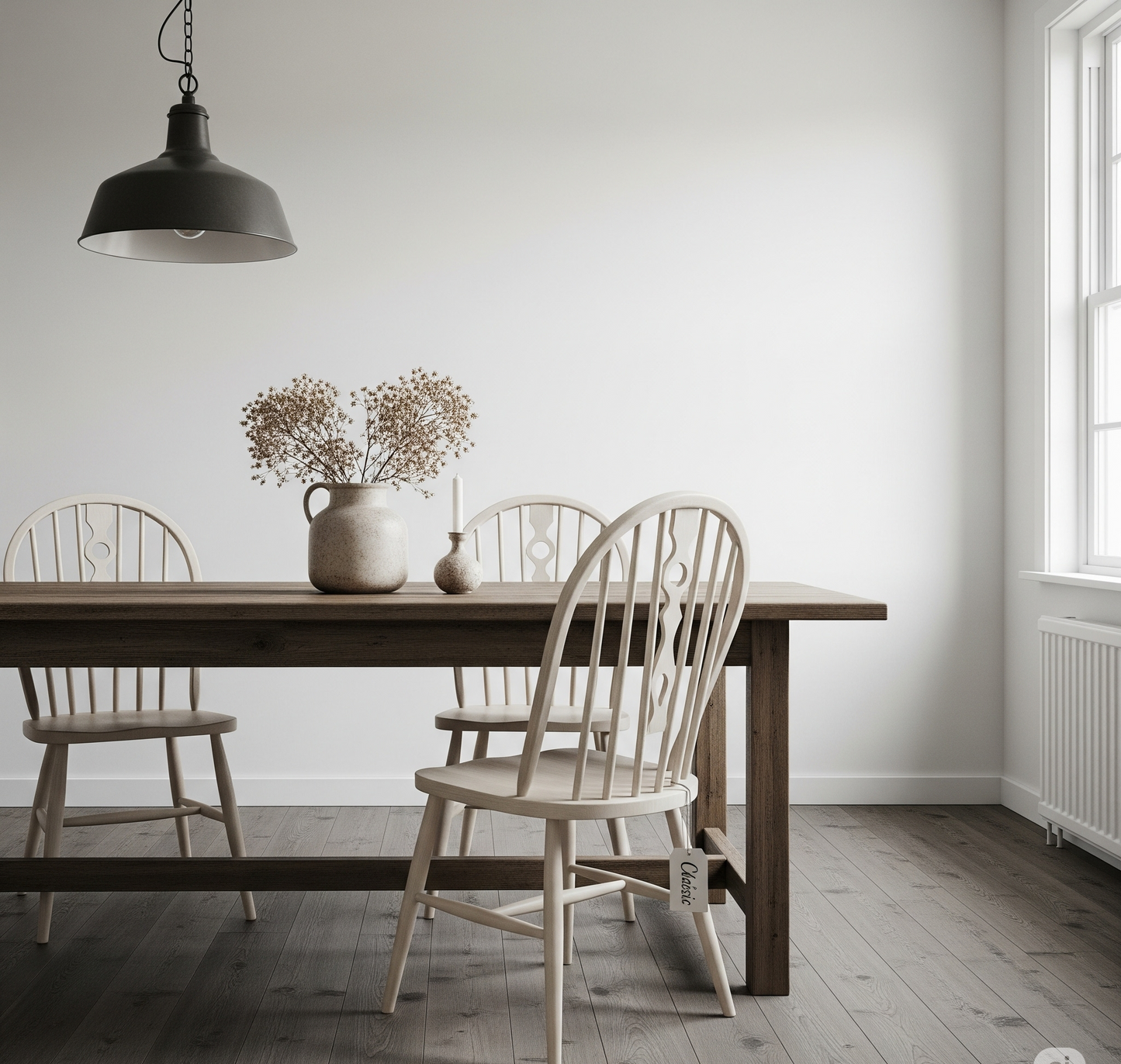 Classic™ Vintage Spindle Back Dining Chair – Solid Wood, Hand-Turned Frame, Oil Matte Finish