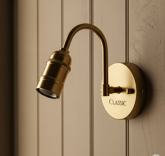 Classic™ Solid Brass Wall Sconce – Hand-Forged Vintage Uplight, E26 Base, Matte Aged Finish