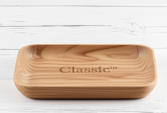 Classic™ Sculpted Oak Tray Set – Handcrafted FSC Oak Serving & Organizer Trays (Set of 2 Sizes)